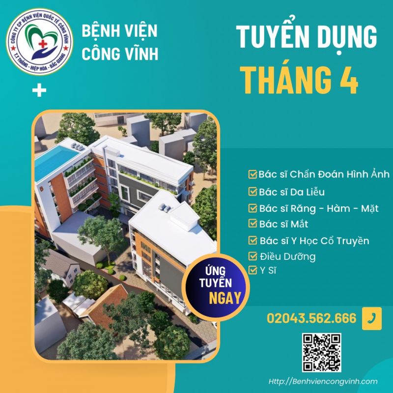 BỆNH VIỆN CÔNG VĨNH TUYỂN DỤNG THÁNG 4